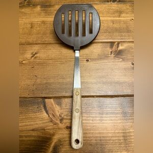 Vintage Robinson Plastic Turner Stainless Wood Handle Slotted Spatula Made USA